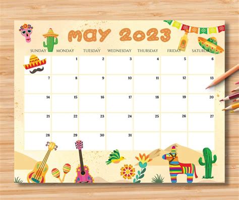 EDITABLE May 2023 Calendar Cinco De Mayo Planner 2023 - Etsy in 2022 | Printables kids, Calendar ...