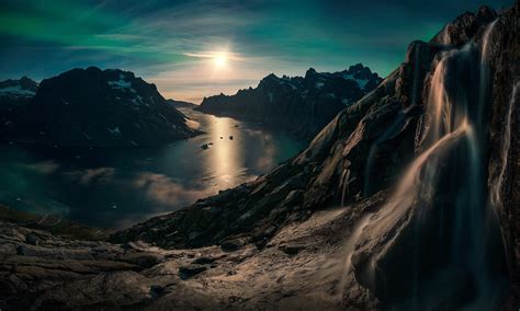 nature, Landscape, Photography, Mountains, Waterfall, Snow, Fjord, Moonlight, Starry night ...