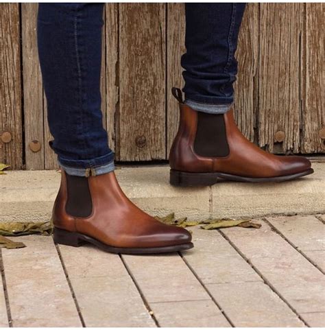 Handmade Mens Brown Leather Chelsea Boots, Men Brown Ankle, 47% OFF