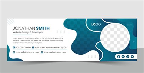 Creative email signature template. Corporate mail business email signature free vector banner ...