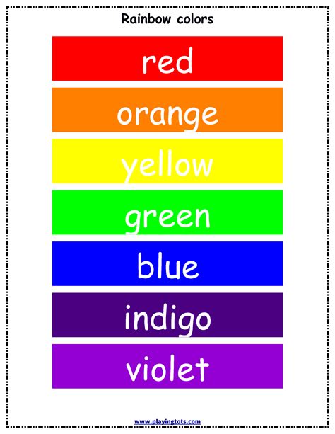 rainbow chart | Rainbow colors in order, Quiet time activities, Flashcards