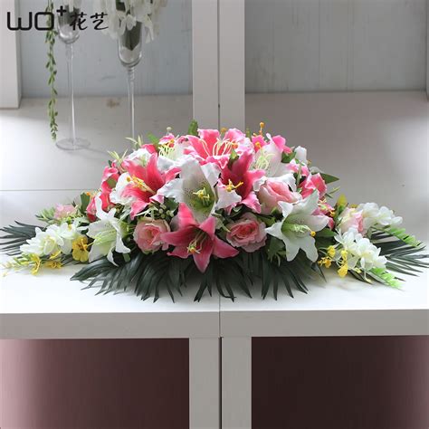 Wo table flowers countertop bowyer set speech table conference table front desk decoration ...