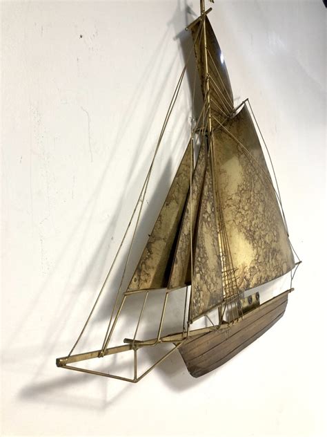 Metal Sailboat Wall Sculpture, 3-D Vintage Mid Century Modern 40" X 30" - EPOCH