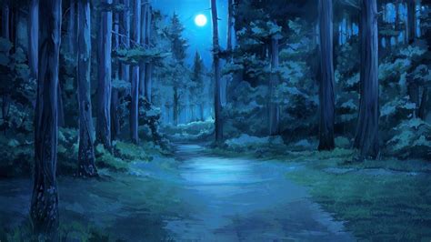 Scenery Anime Forest Background Night - bmp-city