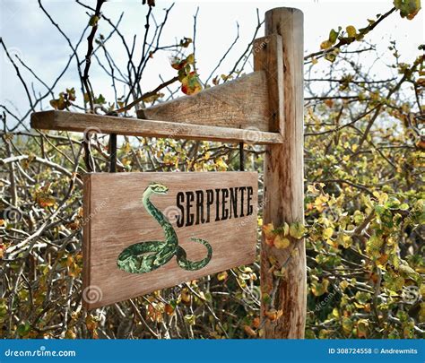 Snake Warning Sign in Desert Scrub Stock Photo - Image of warning, nature: 308724558