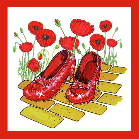 Red Poppies Field And Ruby Slippers Wizard Of Oz Painting by Irina Sztukowski - Fine Art America