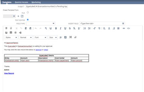 Setting Up Pending Approval Email Template - RSM Technology
