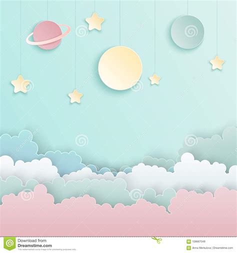 Paper Art Origami Abstract Concept with Planets Stock Vector - Illustration of blue, idea: 108667049