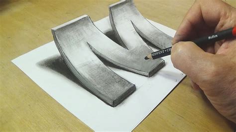 How To Draw A 3d Letter M - Awesome Trick Art - YouTube