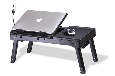 Laptop Stand with Cooling Fan & LED Light - Portable, Desk Table for Laptops with 4 USB Ports ...