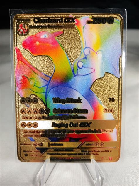 Mavin | Pokemon CHARIZARD GX GOLD Rainbow Metal Card