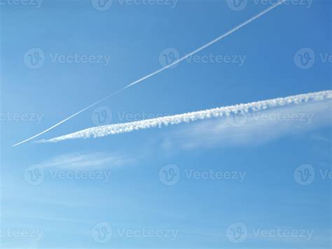 Plane trails in the sky 5229069 Stock Photo at Vecteezy