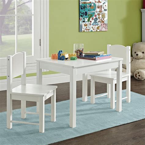 Kid's Table + 2 Chairs Set Solid Hard Wood Sturdy Child Dining Table White | eBay