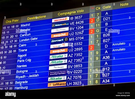 Airport information board showing arrivals and departures of flights Stock Photo - Alamy