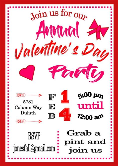 Annual Valentines Day Party Invitations | Руководства, Тексты