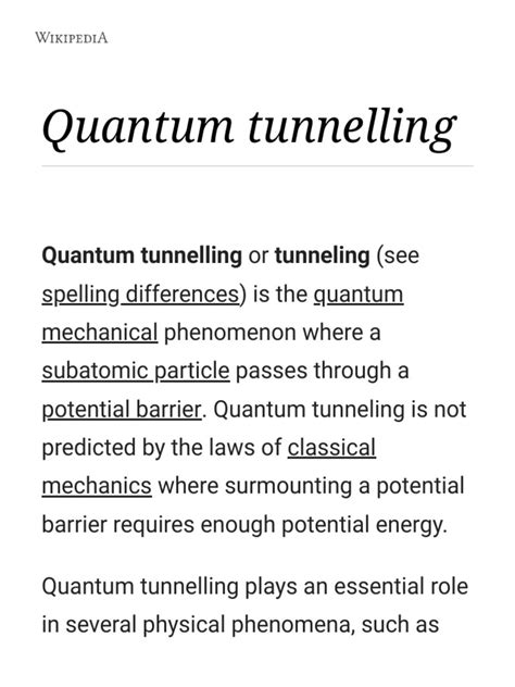 Quantum Tunnelling - Wikipedia | PDF | Quantum Tunnelling | Quantum Mechanics