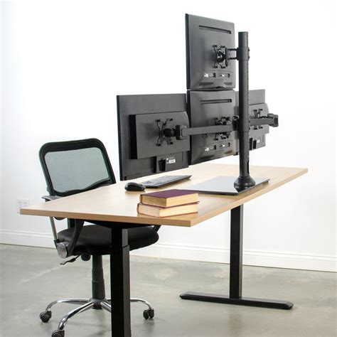 STAND-V004TG Quad Monitor Desk Stand – VIVO - desk solutions, screen mounting, and more