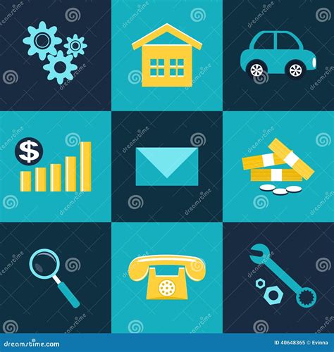 Set of Flat Design Icons for Business Stock Vector - Illustration of bills, modern: 40648365