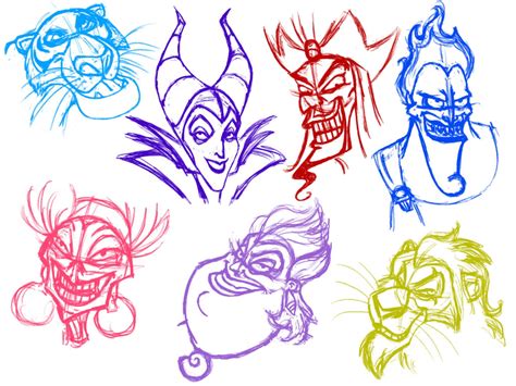 Disney Villians Sketch--Page 1 by PadawanLinea on DeviantArt