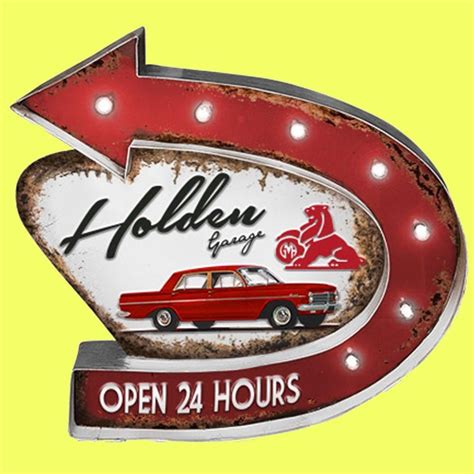 Holden Garage Mountable Light-Up Tin Sign Yellow Octopus, Holden Commodore, Light Up Signs, Old ...