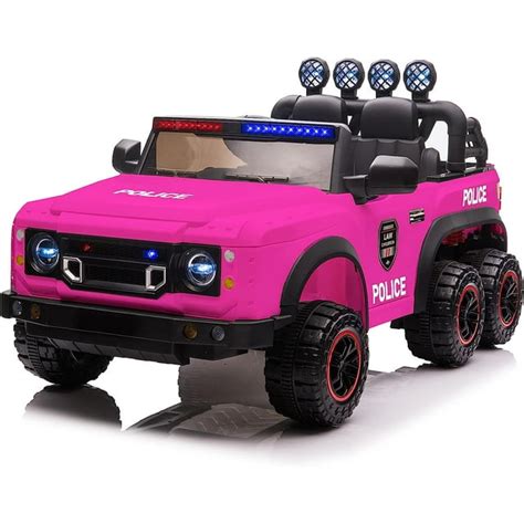 Cuoote Kids Ride on Police Car, 12V Battery Powered Electric Car with 6 Wheels, Remote Control ...