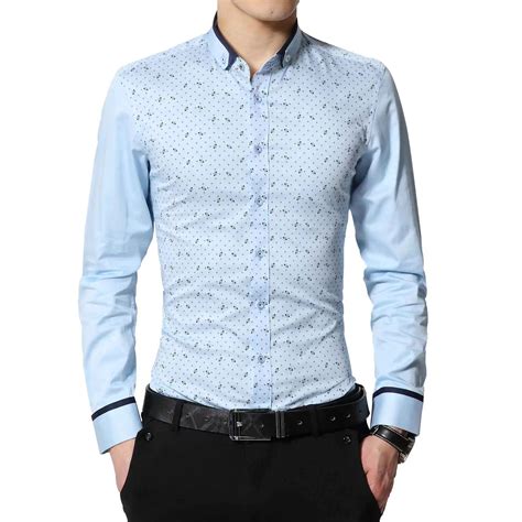 Men long sleeve cotton non iron shirts, business casual shirt man spring new large size dot ...