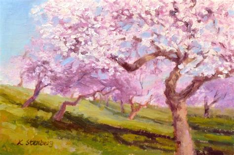 Kim Stenberg's Painting Journal: "Cherry Blossom Season" (oil on linen; 8" x 12") sold