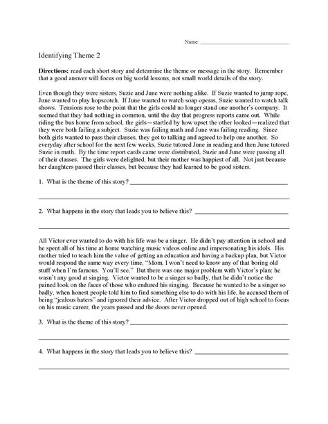 Theme Worksheets | Ereading Worksheets