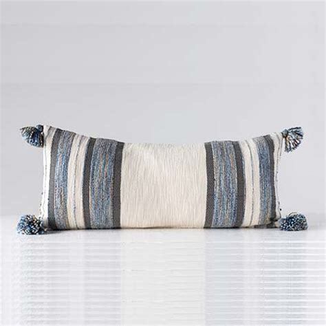 Striped Blue Lumbar Pillow | Studio West