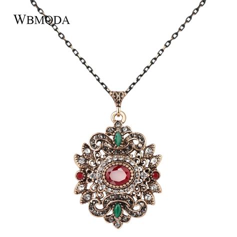 Luxury Indian Crystal Necklace Vintage Antique Gold Necklaces Pendants For Women Bohemian ...