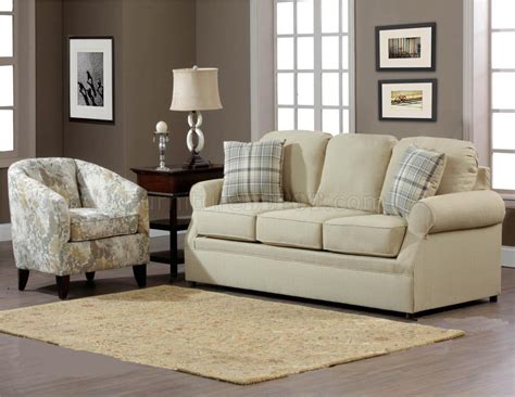 Cream Fabric Modern Sofa & Accent Chair Set w/Options