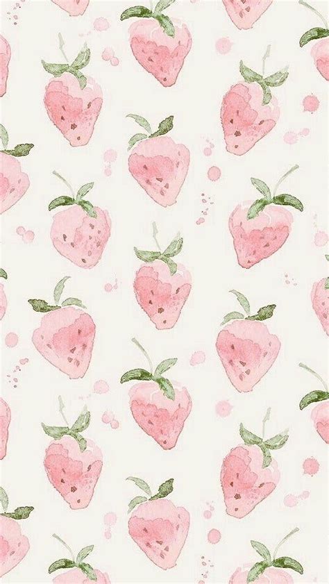 coquette aesthetic wallpaper: watercolor pink strawberries Cocoppa Wallpaper, Iphone Wallpaper ...