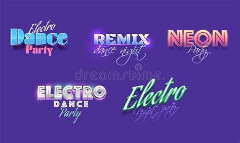 Different Types Text of Party Concept Like As Electro Dance, Remix Dance Night, Electro Night ...