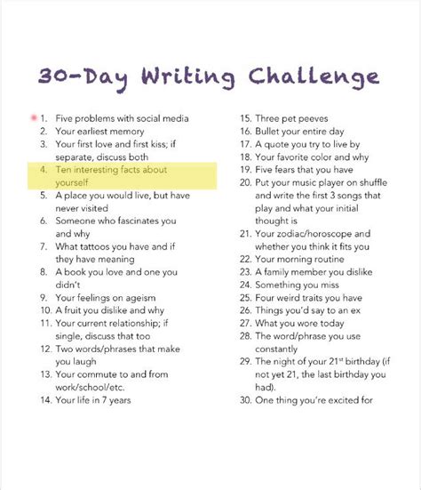 30 Day Challenge: Day 4 Ten Interesting Facts About Yourself | Contemporary Romance | Romantic ...