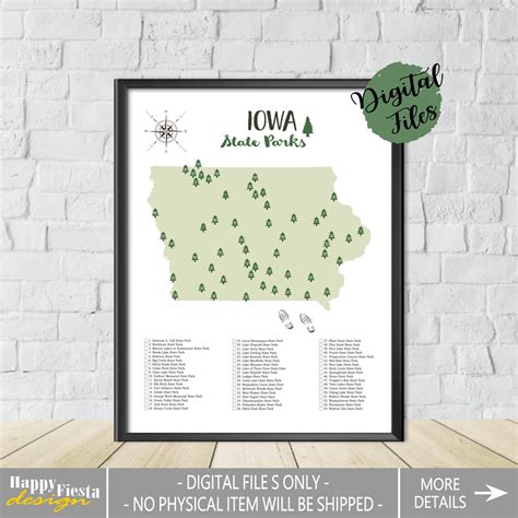 PRINTABLE Iowa State Parks Map-State Parks Of Iowa Map-Iowa | Etsy