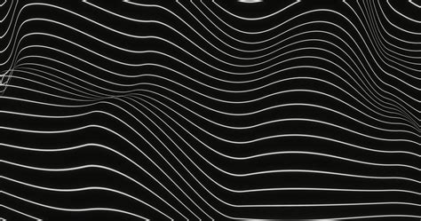 Abstract background design using wavy line pattern in white color, black background, 3d ...