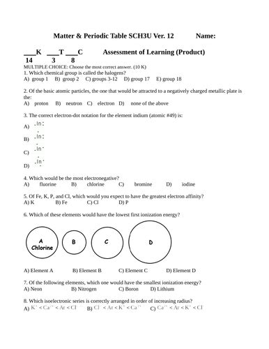 3 PERIODIC TABLE CHEMISTRY QUIZZES Chemistry Periodic Table Quiz WITH ANSWERS | Teaching Resources