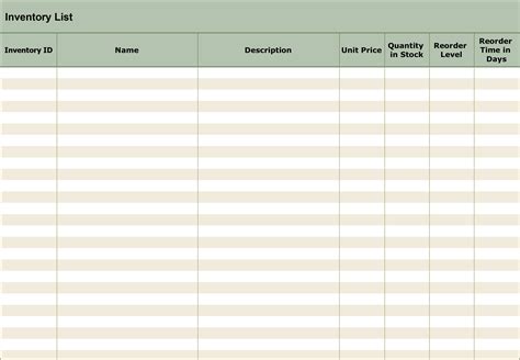 Sample Stock Inventory Form