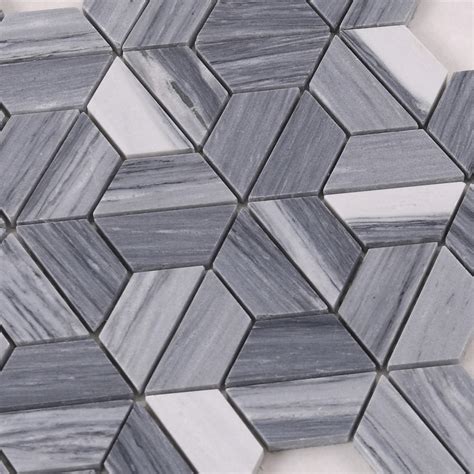 Hta6 Arrow Shape White Gray Stone Marble Mosaic Backsplash Tile