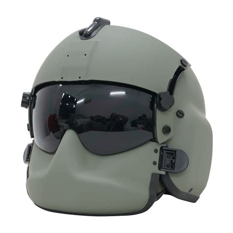 HGU-56P Helicopter Pilot Helmet with Dual lens and face shield airsoft ABS replica green ...