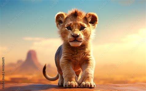 lion cub in its natural habitat Stock Illustration | Adobe Stock