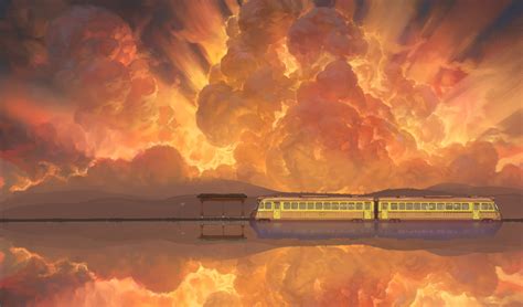 Spirited Away #train sky painting #landscape #anime #painting #Photoshop #5K #wallpaper # ...