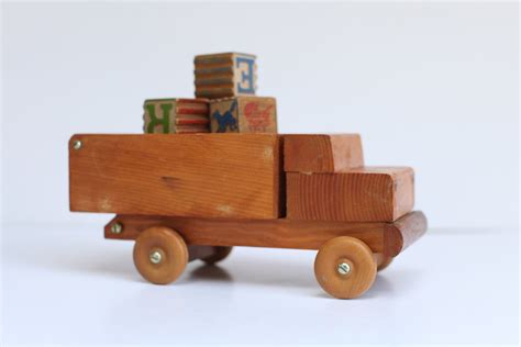 Vintage Wooden Toy Truck - Etsy