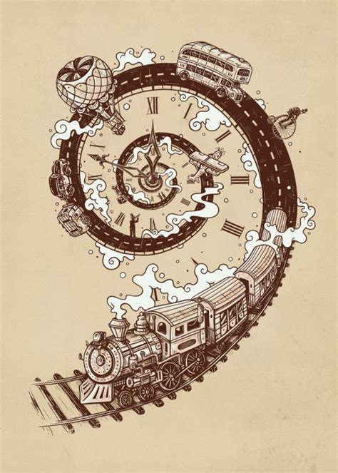 'Time Travel' Poster by Enkel Dika | Displate | Time travel art, Travel art print, Train tattoo