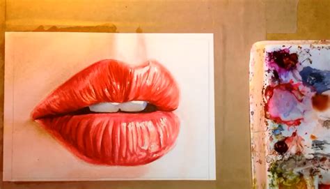 How To Paint An Ultra-Realistic Pair of Human Lips - Beebly's Watercolor Painting