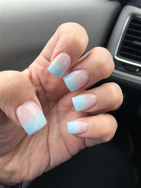 Light Blue Nails With French Tips