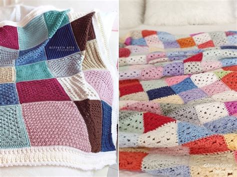 Multicolor Patchwork Crochet Blankets with Free Patterns