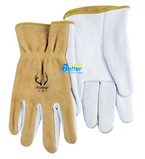 Argon arc welding gloves deerskin short TIG MIG gloves high temperature resistant cowhide welder ...