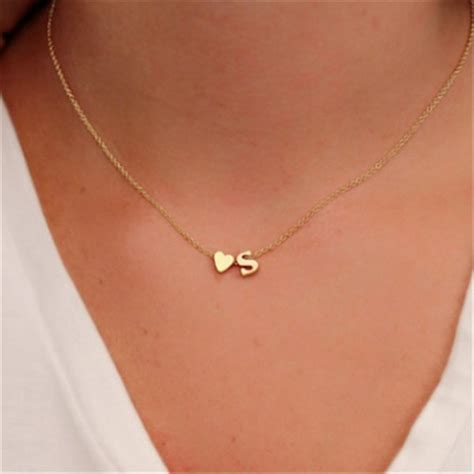 Heart and Letter Shaped Pendant Necklace - SHOP THE NATION