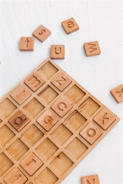 Wooden games for spelling Scrabble tiles and board perfect | Etsy